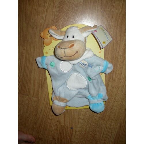 Doudou Marionnette Mouton Schaf Sheep Babynat Moutonchou Bleu