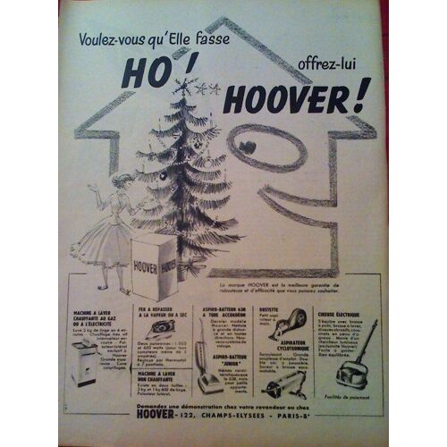 Publicite Ancienne (Decembre 1956) Pour Les Appareils Menagers " Hoover "