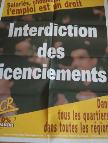 Affiche Lcr : Interdictions Des Lincenciements  (86x62)