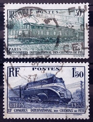 Série Congrès Chemins De Fer De 1937 - Locos / Locomotives / Trains - N° 339-340 Obl - Cote 10,10 - France Année 1937 - N28465