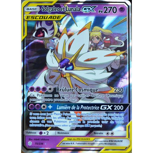 Carte Pokémon 75/236 Solgaleo & Lunala Gx (Escouade) Sl12 - Soleil Et Lune - Eclipse Cosmique Neuf Fr
