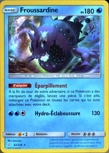 Carte Pokémon 62/236 Froussardine Sl12 - Soleil Et Lune - Eclipse Cosmique Neuf Fr