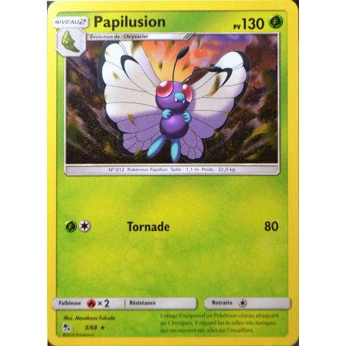 Carte Pokémon 3/68 Papilusion Sl11.5 - Soleil Et Lune - Destinées Occultes Neuf Fr