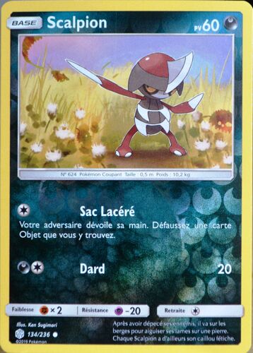 Carte Pokémon 134/236 Scalpion - Reverse Sl12 - Soleil Et Lune - Eclipse Cosmique Neuf Fr