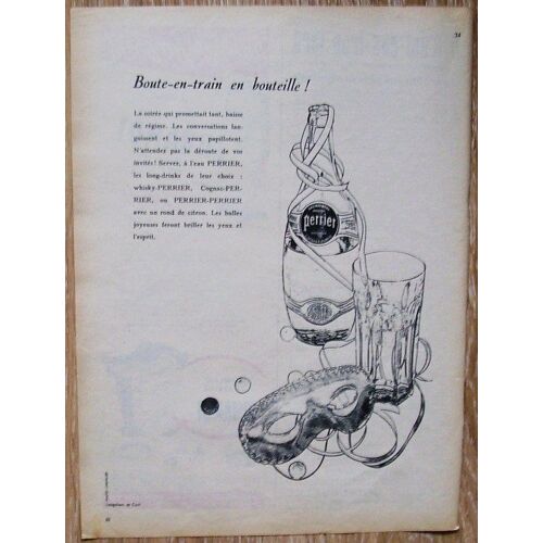 Publicite Ancienne (Decembre 1956) Pour L'eau Gazeuse " Perrier "