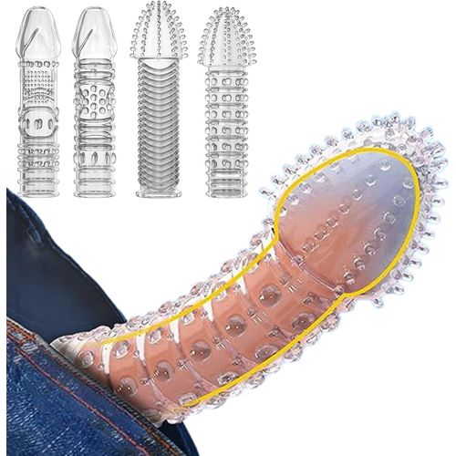 Kalanka-Étuis Péniens À Texture Granuleuse - Pack De 4 Pièces,Gaines Pour Pénis,Extenseur De Pénis Masculin,Sex Toys Pour Couple Ensemble