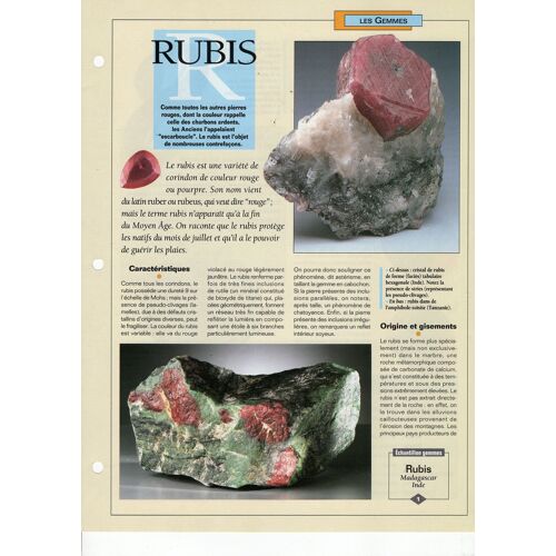 Fiche Atlas Minéraux Et Pierres Rubis