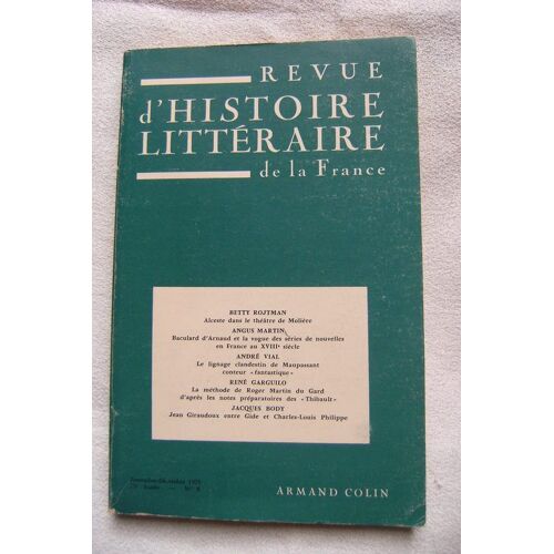 Revue D'histoire Littéraire De La France, 1973, N°6