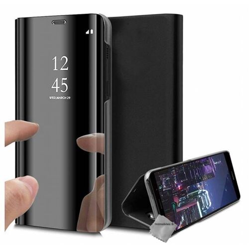 Housse etui coque portefeuille clear view pour Samsung Galaxy S21 Ultra 5G + film ecran - NOIR