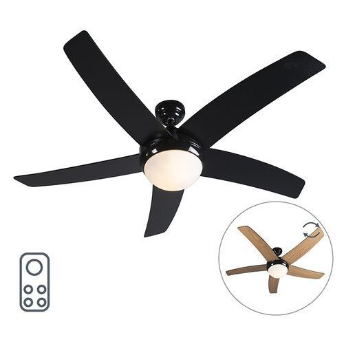 Ventilateur de plafond noir avec télécommande - Cool 52 Qazqa Moderne Luminaire interieur Rond