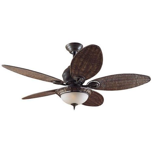 Ventilateur de plafond CARIBBEAN BREEZE - Ø hélice 1320 mm - nattes de saule foncé / bronze érodé