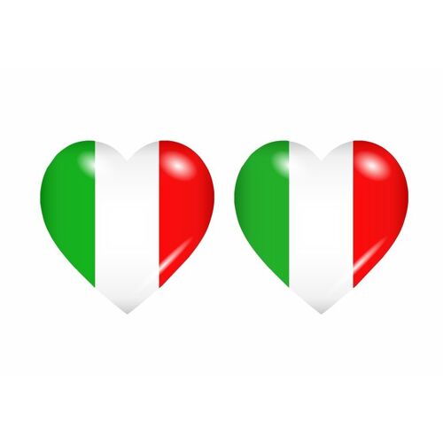 2x Autocollant Sticker Drapeau Coeur I Italie