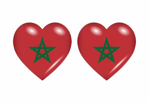 2x Autocollant Sticker Drapeau Coeur Ma Maroc