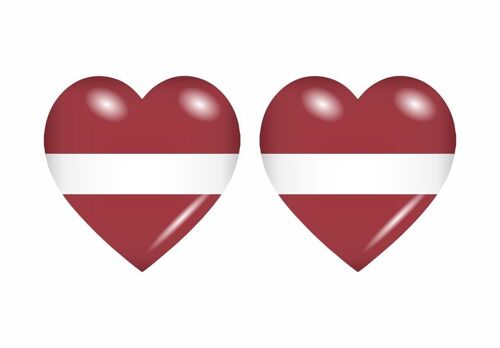 2x Autocollant Sticker Drapeau Coeur Lv Lettonie