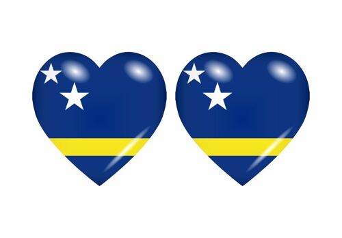 2x Autocollant Sticker Drapeau Coeur Cw Curacao