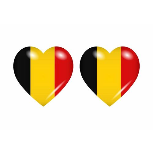 2x Autocollant Sticker Drapeau Coeur B Belgique
