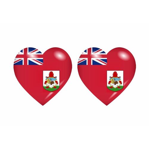2x Autocollant Sticker Drapeau Coeur Bm Bermudes