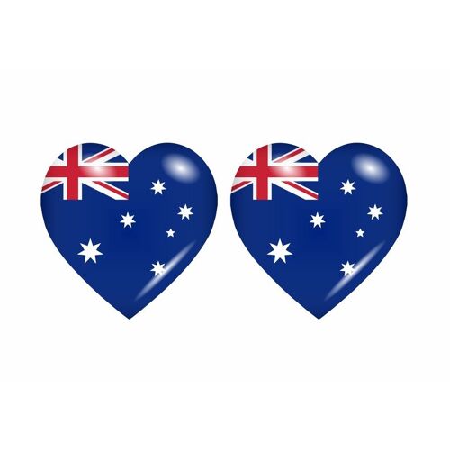 2x Autocollant Sticker Drapeau Coeur Aus Australie