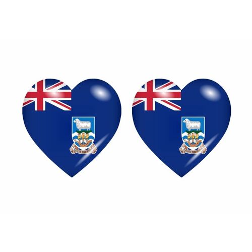 2x Autocollant Sticker Drapeau Coeur Fk Falkland Malouines