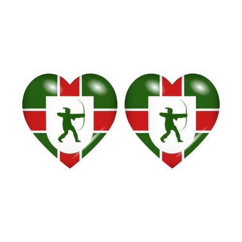 2x Autocollant Sticker Drapeau Coeur Royaume Uni Nottinghamshire