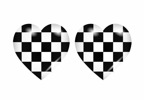 2x Autocollant Sticker Drapeau Coeur Damier Checkered