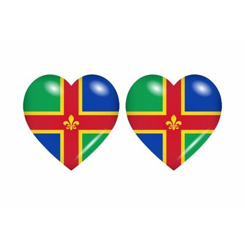 2x Autocollant Sticker Drapeau Coeur Royaume Uni Lincolnshire