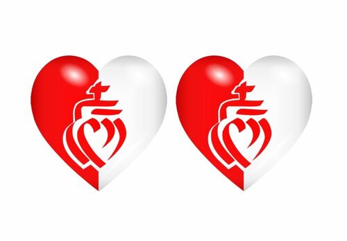 2x Autocollant Sticker Drapeau Coeur Vendee Vendeen Departement