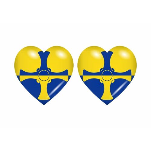 2x Autocollant Sticker Drapeau Coeur Royaume Uni Durham