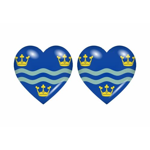 2x Autocollant Sticker Drapeau Coeur Royaume Uni Cambridgeshire