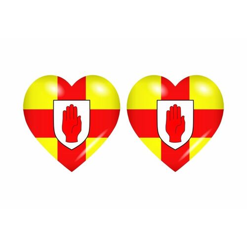 2x Autocollant Sticker Drapeau Coeur Ulster Irlande