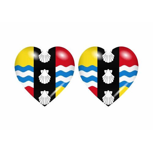 2x Autocollant Sticker Drapeau Coeur Royaume Uni Bedfordshire