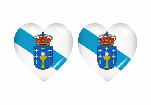 2x Autocollant Sticker Drapeau Coeur Galicia