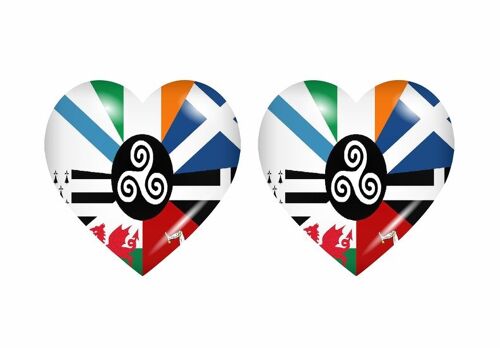2x Autocollant Sticker Drapeau Coeur Nations Celtique