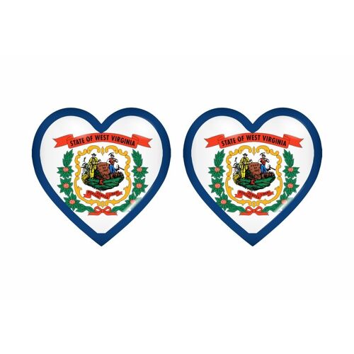 2x Autocollant Sticker Drapeau Coeur Usa Virginie Occidentale