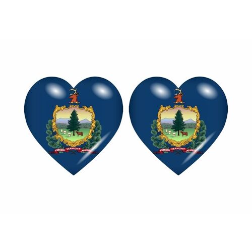 2x Autocollant Sticker Drapeau Coeur Usa Vermont