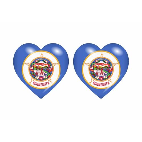 2x Autocollant Sticker Drapeau Coeur Usa Minnesota
