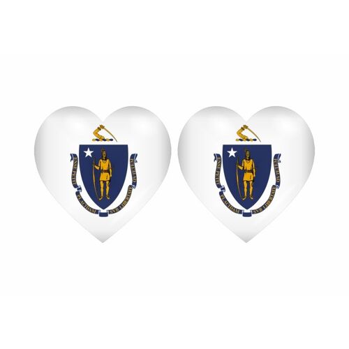 2x Autocollant Sticker Drapeau Coeur Usa Massachussets