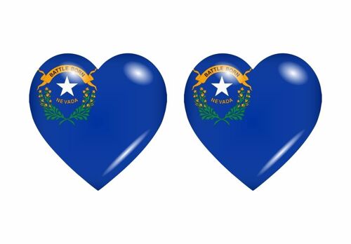 2x Autocollant Sticker Drapeau Coeur Usa Nevada