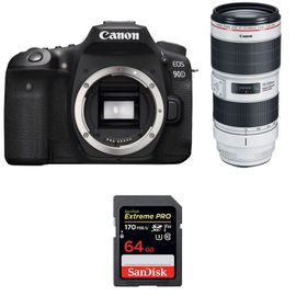 Canon EOS 90D + EF 70-200mm f/2.8L IS III USM + SanDisk 64GB Extreme PRO UHS-I SDXC 170 MB/s | Garantie 2 ans
