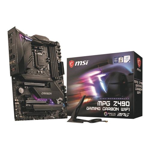 MSI MPG Z490 GAMING CARBON WIFI - Carte-mère - ATX - Socket LGA1200 - Z490 Chipset - USB-C Gen2, USB 3.2 Gen 1, USB 3.2 Gen 2, USB-C Gen 2x2 - 2.5 Gigabit LAN, Wi-Fi 6, Bluetooth - carte...