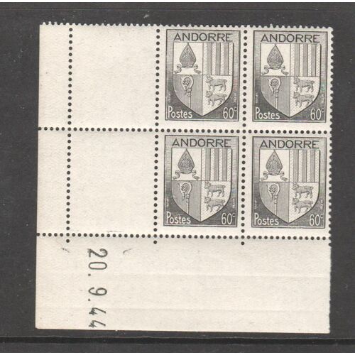 4 Timbres Neufs Andorre 1944