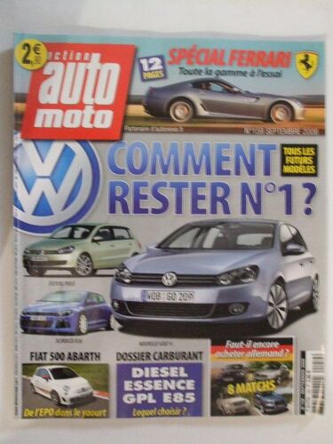 Auto Moto Septembre 2008  N° 159 : Special Ferrari Toute La Gamme A L'essai.Fiat 500 Abarth