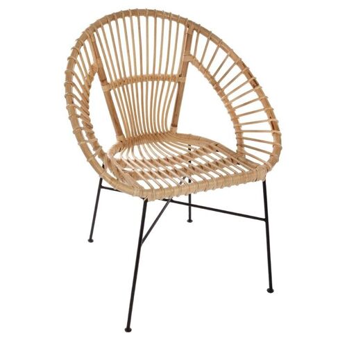 Fauteuil Vintage en Osier "Agathe" 86cm Naturel
