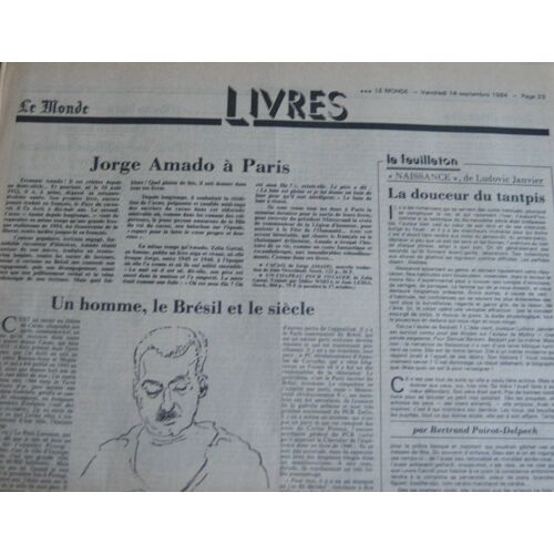 Supplément Littéraire Au Monde Du 14/09/1984 N° 0 : Amado