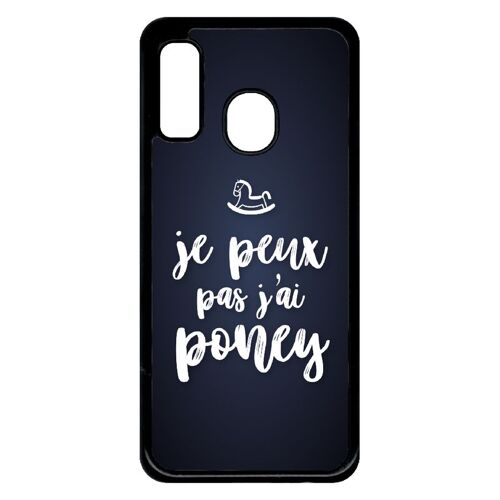 Coque Pour Smartphone - Je Peux Pas Jai Poney Fond Noir - Compatible Avec Samsung Galaxy A40 - Plastique - Bord Noir