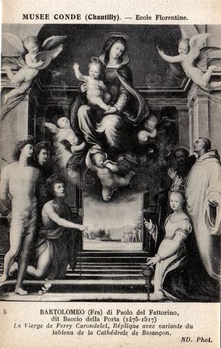 Carte Postale Ancienne, France, Oise ( 60 ), Chantilly, Musée Conde, Bartolomeo, La Vierge De Ferry Carondelet