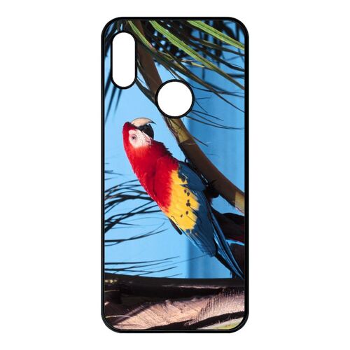 Coque pour smartphone - Perroquet mer palmiers - compatible avec huawei Y6 2019 - Plastique - bord Noir