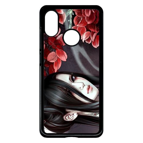 Coque pour smartphone - Manga geisha gothique - compatible avec xiaomi MI-8 Explorer - Plastique - bord Noir