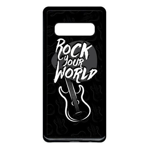 Coque Pour Smartphone - Rock Your World Fond Noir - Compatible Avec Samsung Galaxy S10+ - Plastique - Bord Noir