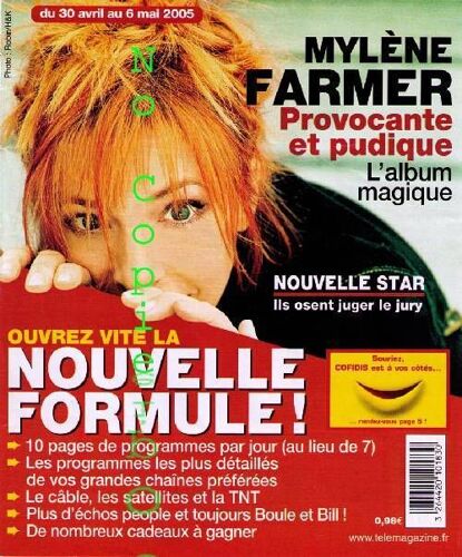 Tele Magazine  N° 2582 : Mylene Farmer Provocante Et Pudique